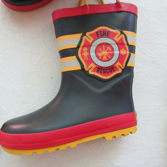 Toddler Rain Rubber Boots Fire Rescue Size 11 12 Black Western Chief Waterproof - Picture 1 of 9
